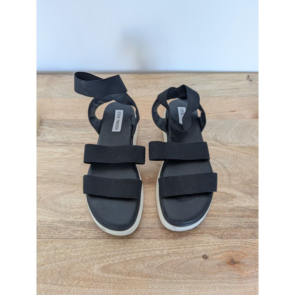Steve Madden Black Strappy Platform Sandals – Size 7.5
